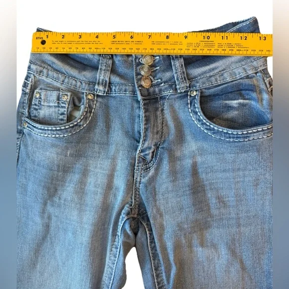 Sky Premium Collection Cross Embellished Boot Cut Jeans Women's Size 7/8 Blue - Picture 5 of 7